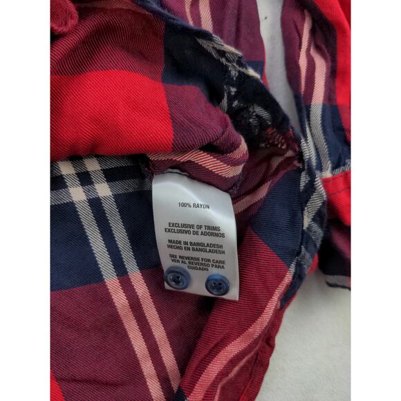 Woolrich Red Plaid Button Down Long Sleeve Shirt 100% Rayon Size XXL 2XL - Picture 8 of 11